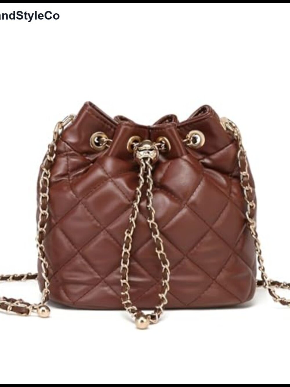 Quilted Leather Bucket Bag Chain Shoulder Crossbody
